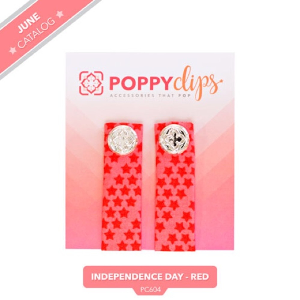 PoppyClips red with stars NWT